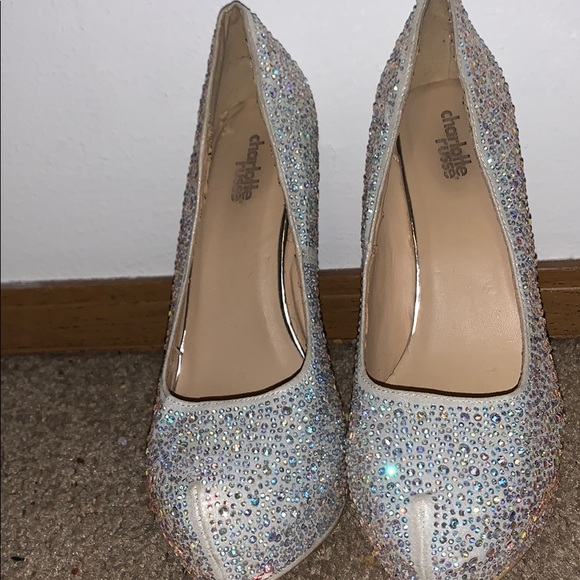 Charlotte Russe Shoes - Charlotte Russe Silver Jeweled Shoes Size 8